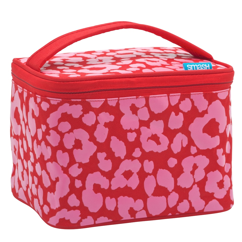 image 1 of Smash Red and Pink Leopard Print Lunch Bag