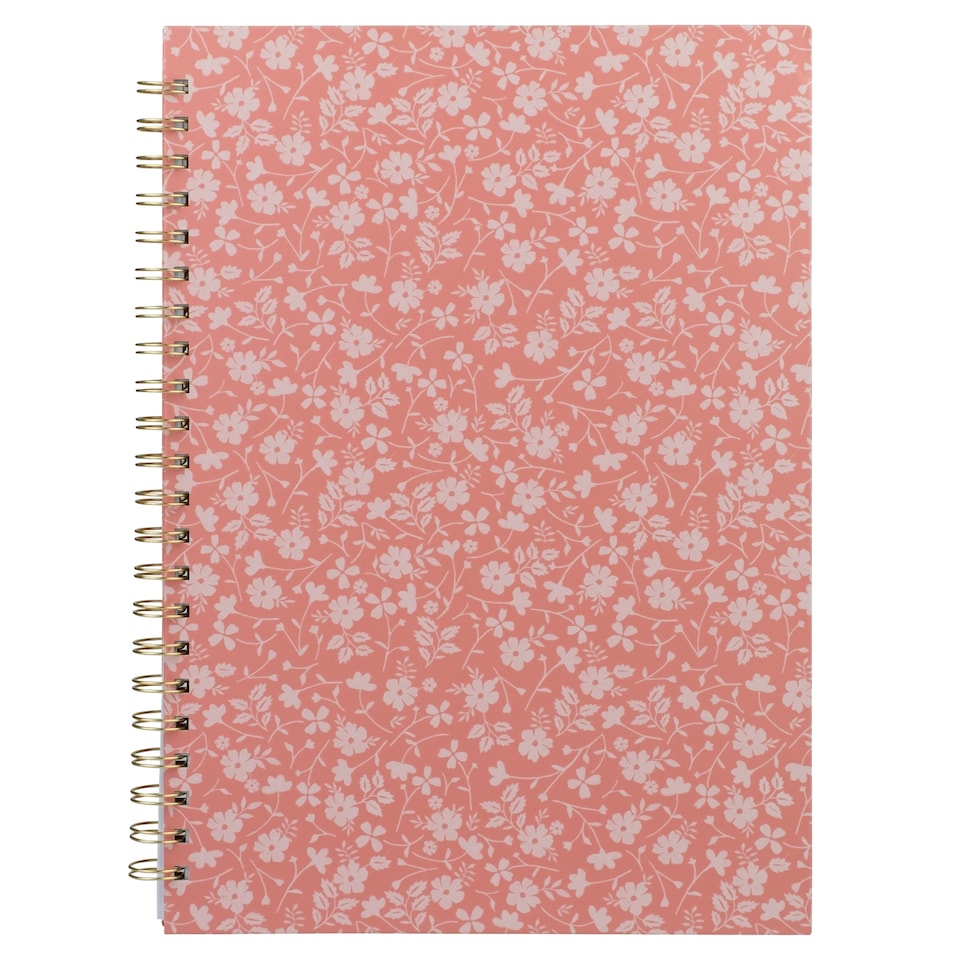 Woodvale Romantic Floral A4 Wiro Pink Notebook