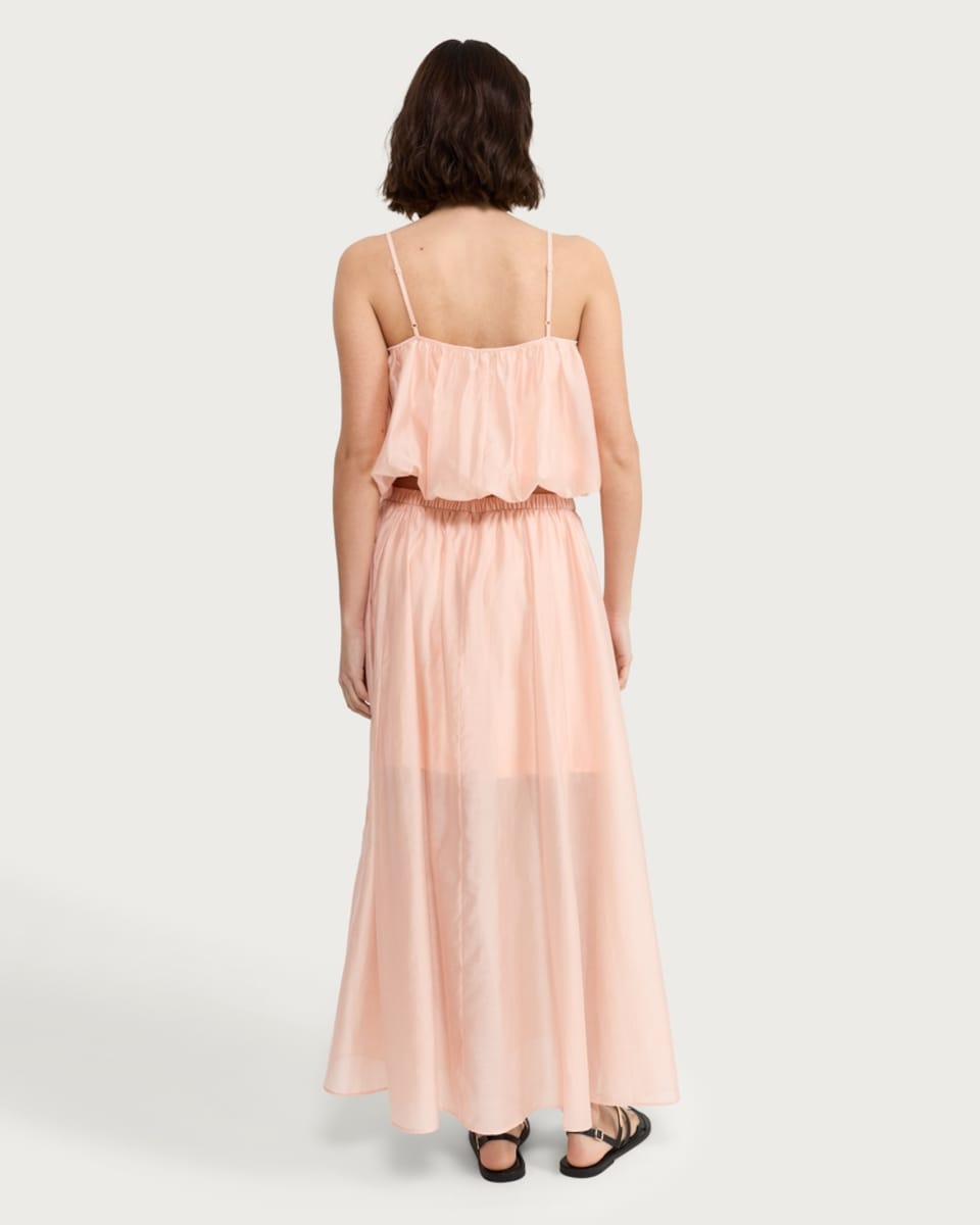 image 1 of F&F Lyocell Rich Gathered Co-ord Midi Skirt in Pink