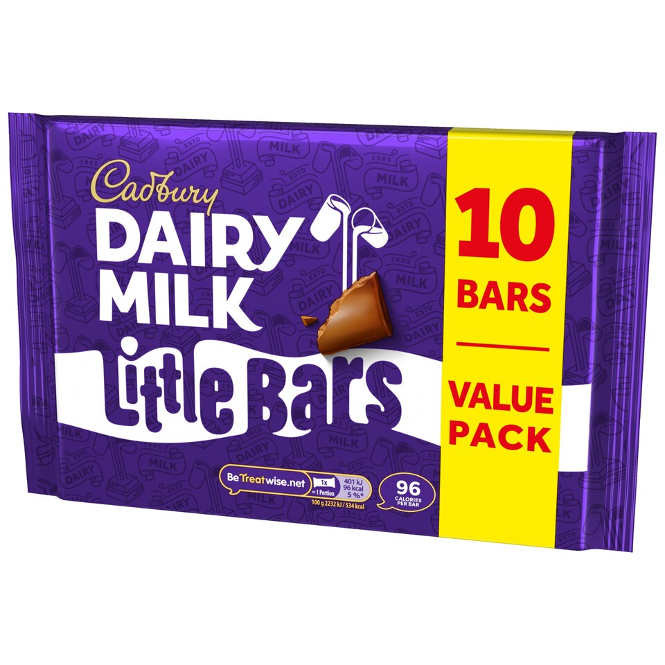 image 1 of Cadbury Dairy Milk Little Bars Chocolate Bars 10 Pack Multipack 18g