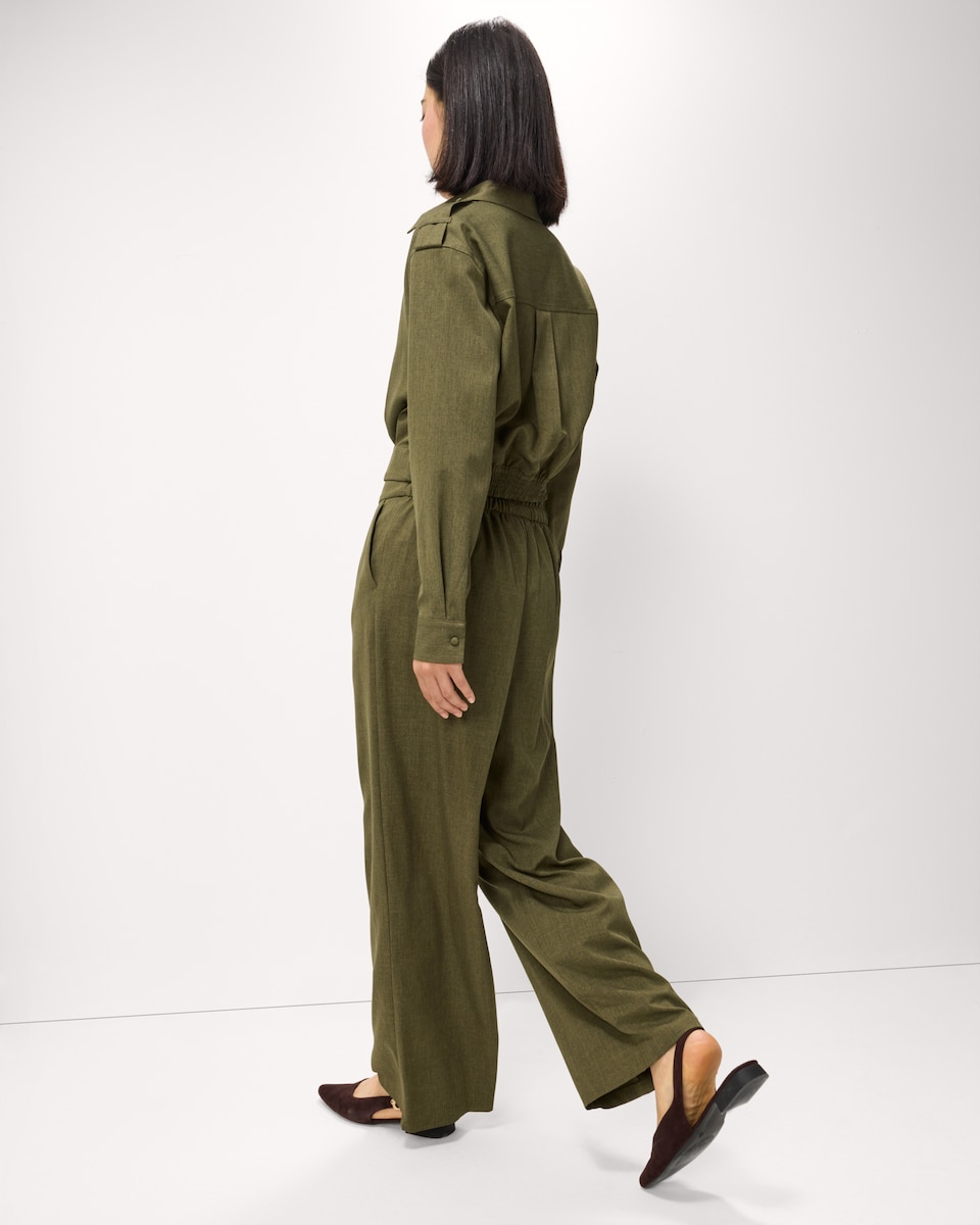 image 1 of F&F Pleated Wide Leg Co-ord Trousers  in Olive