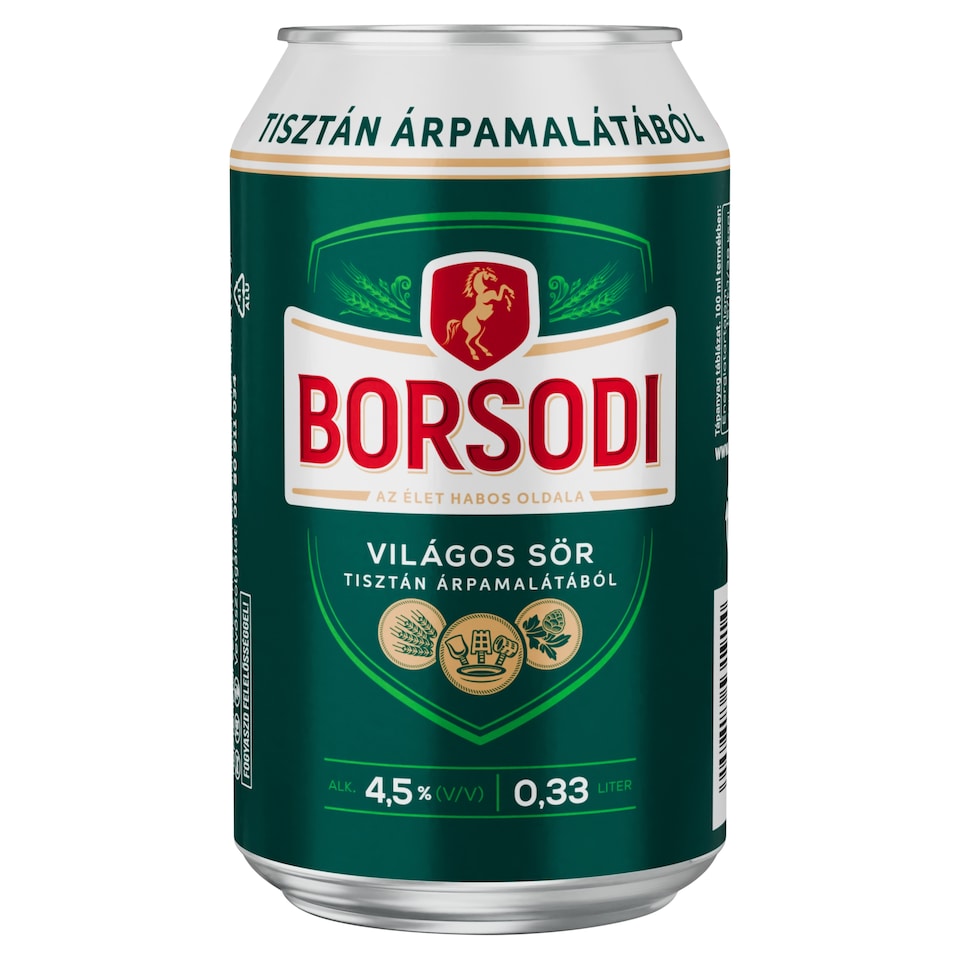 Borsodi világos sör 4,5% 0,33 l