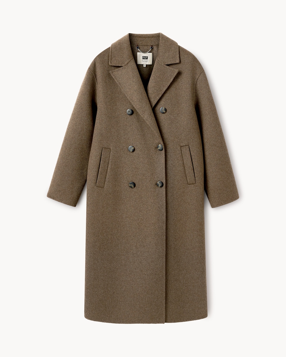 image 1 of F&F Wool Blend Double Breasted Coat in Neutral