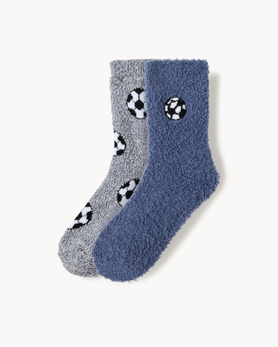 F&F Boys 2-Pack Football Cosy Socks in Multi