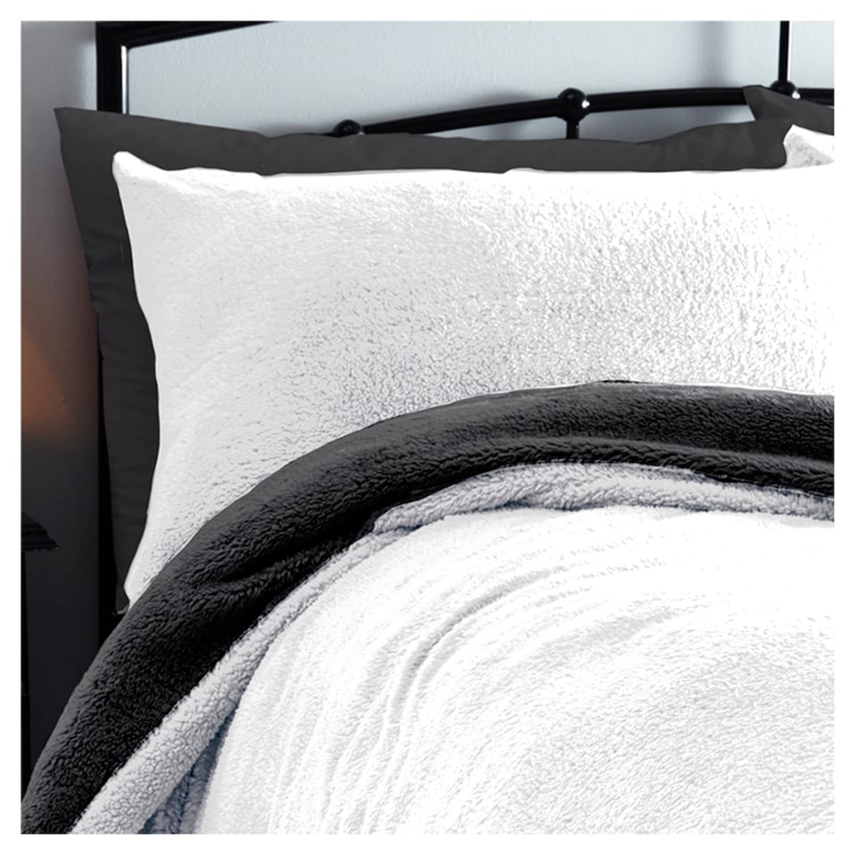 image 1 of Silent Night Grey White Teddy Duvet Set Double