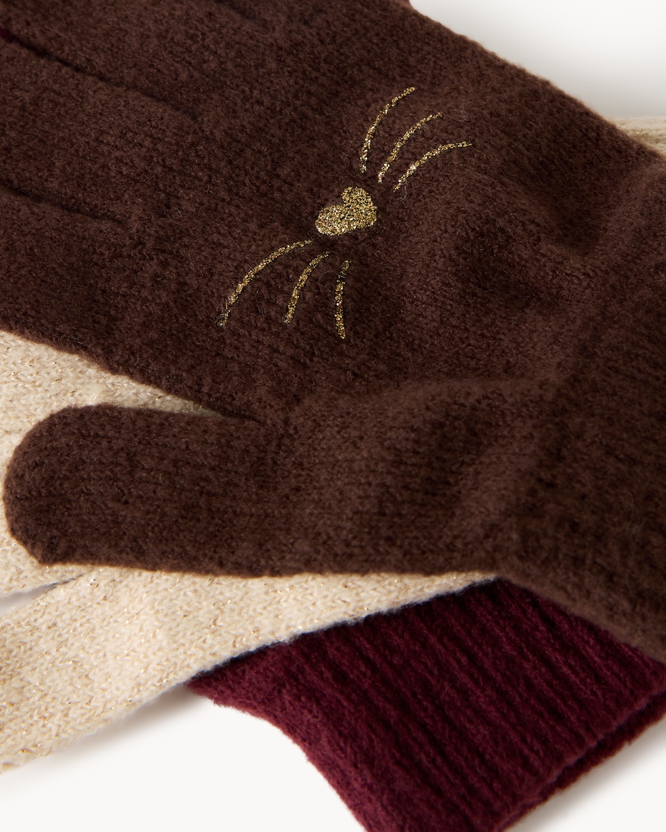 image 1 of F&F Girls 3-Pack Knitted Magic Gloves in Multi