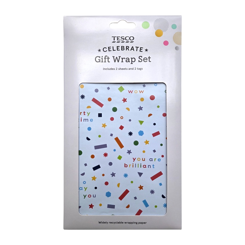 Tesco Confetti Celebrate Text 2 Sheet 2 Tags