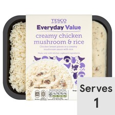Tesco Everyday Value Creamy Mushroom Chicken And Rice 400G