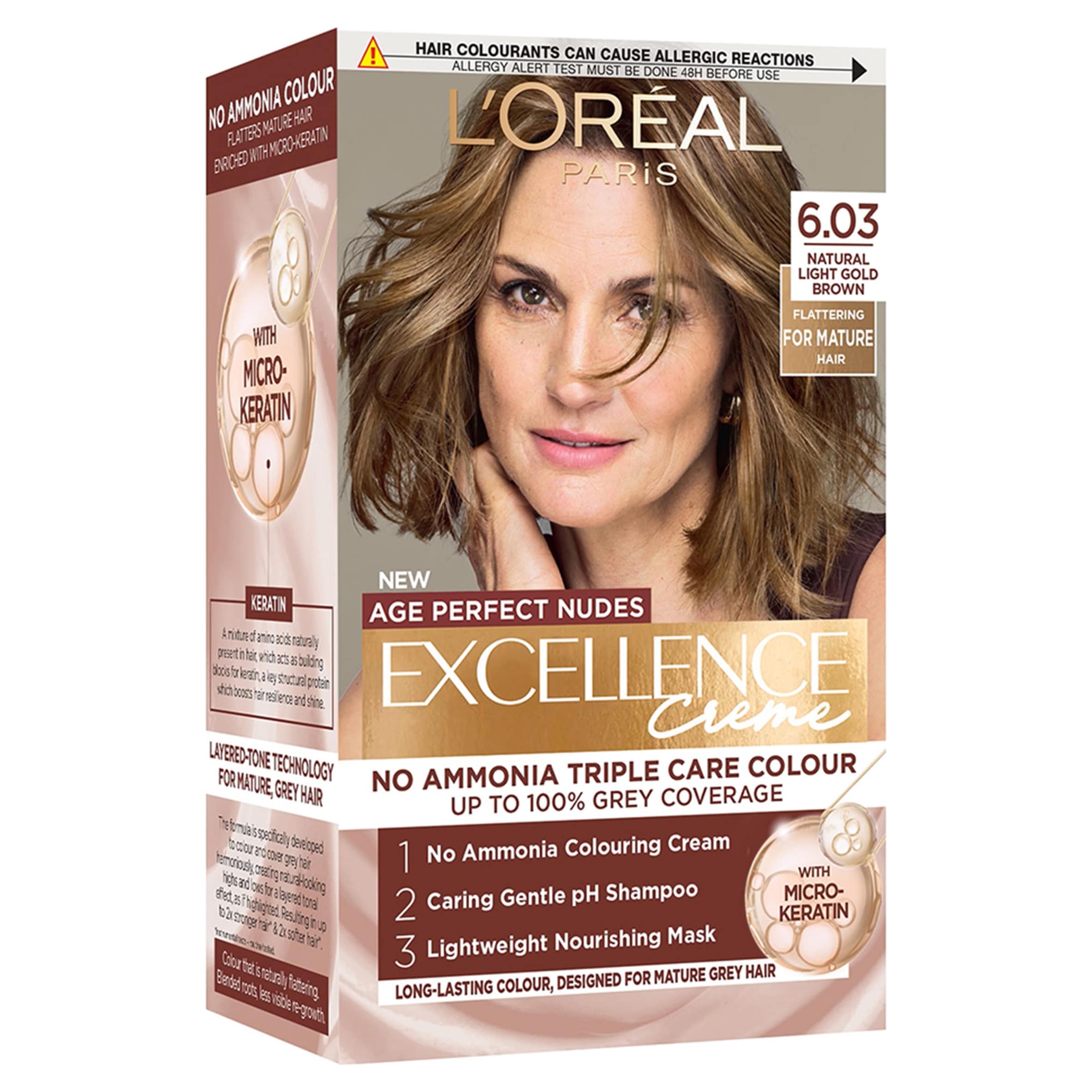 L'Oreal Excellence Age Perfect Nudes 6.03 Ash Brown Permanent Hair Dye