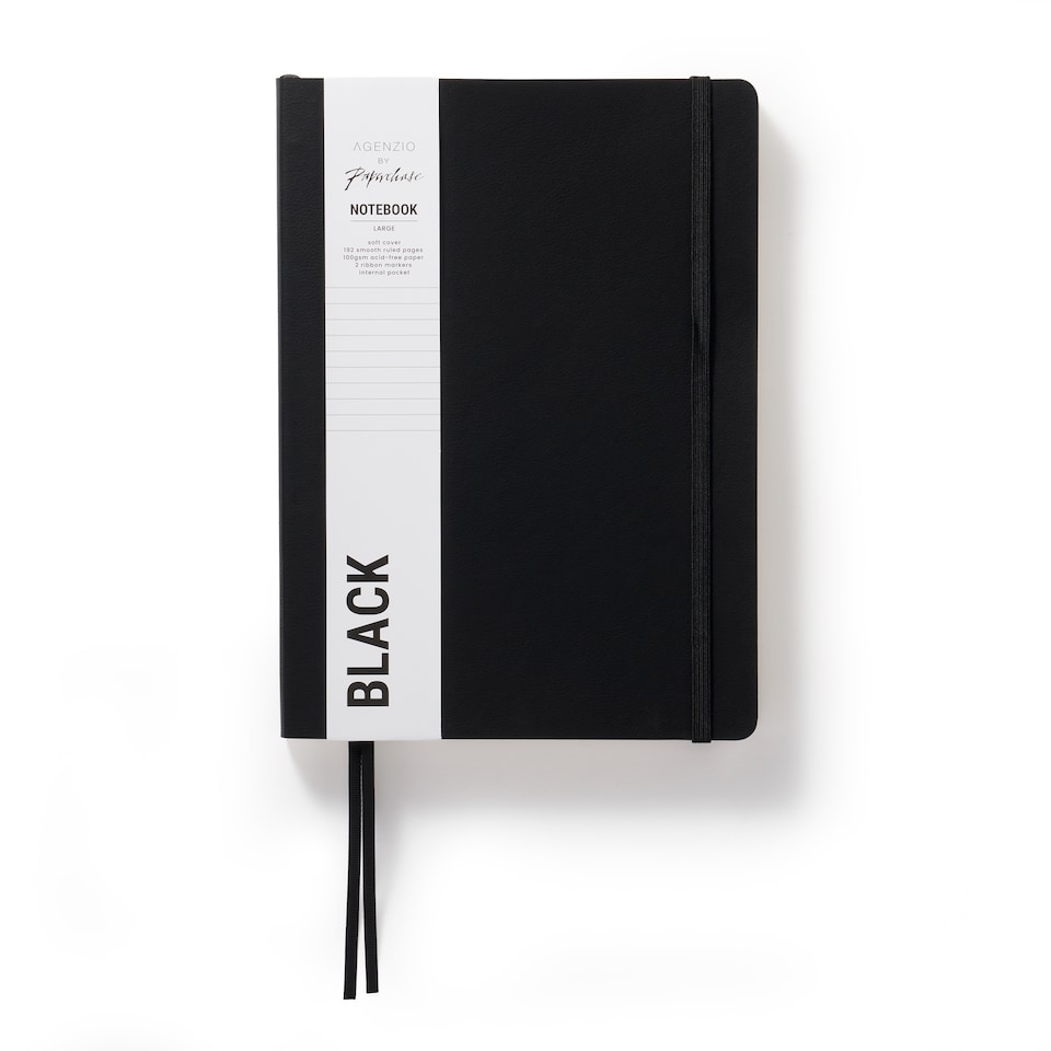 image 1 of Paperchase Agenzio Large Black Ruled Notebook