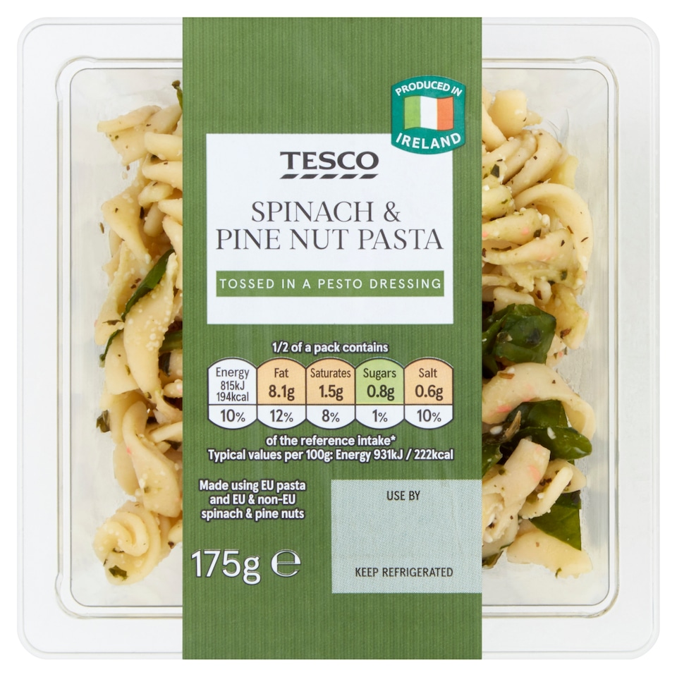 Tesco Pasta And Spinach Pinenut 175G