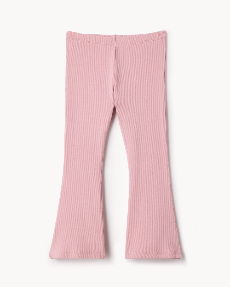 image 1 of F&F Girls 2-Piece Cotton Rich Floral Sweatshirt and Flared Leggings Set in Cream