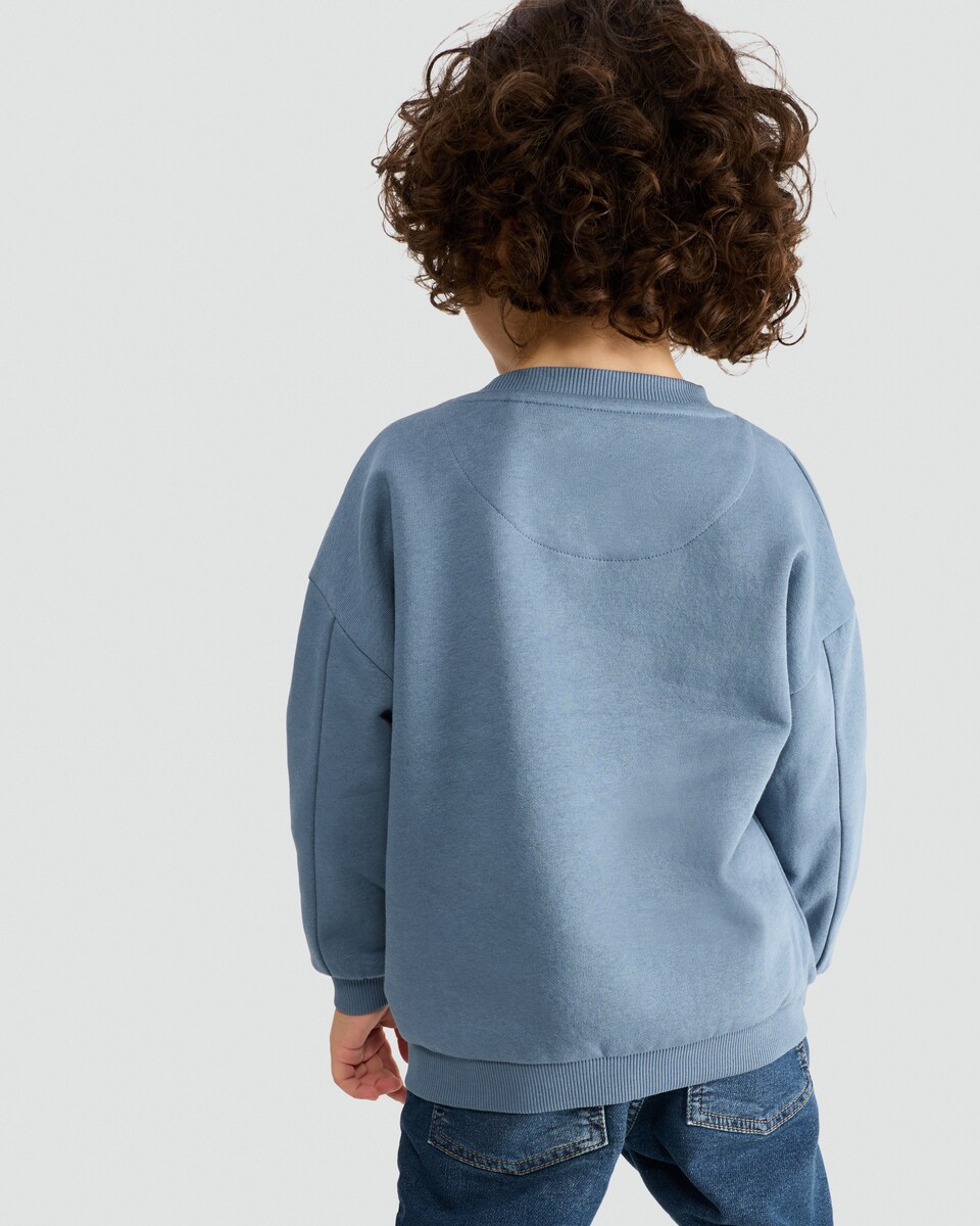 image 1 of F&F Boys Cotton Rich Aspen Colorado Slogan Sweatshirt in Blue