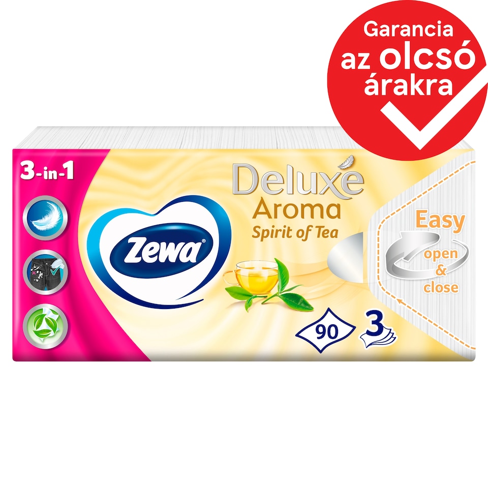 image 1 of Zewa Deluxe Spirit of Tea Scented Handkerchiefs 3 Ply 90 pcs
