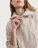 image 2 of F&F Cable Knit Zip Front Cardigan with Wool in Cream