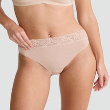 F&F 5-Pack Cotton Rich Lace Trim High Leg Knickers in Multi