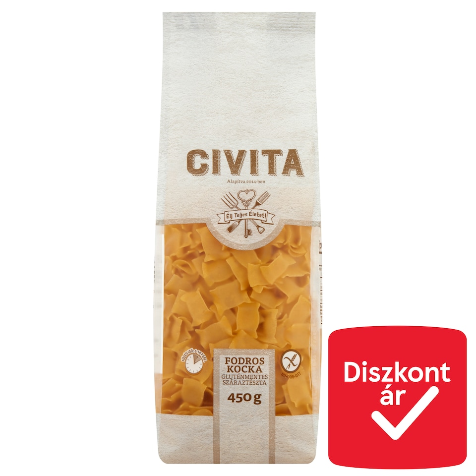Civita fodros kocka gluténmentes száraztészta 450 g
