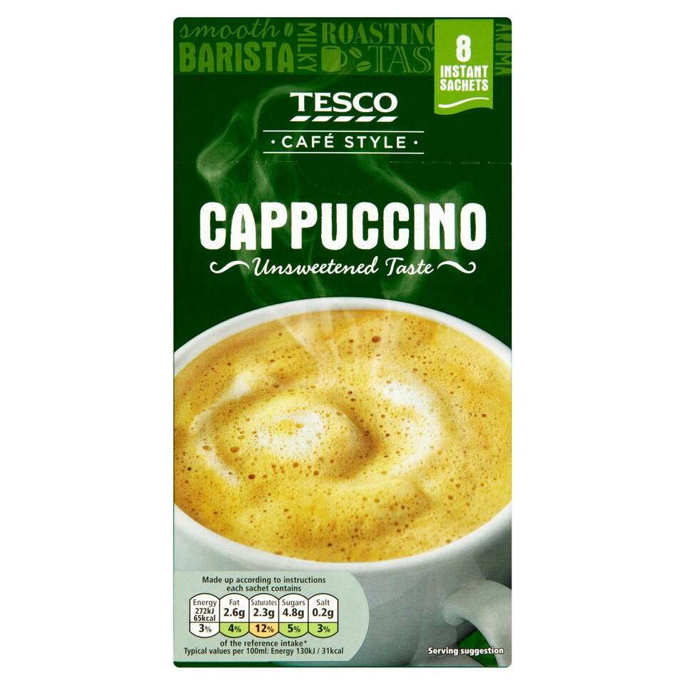 Tesco Unsweetened Cappuccino 8 Sachets 113G