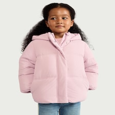 F&F Girls Shower Resistant Hooded Padded Coat in Pink