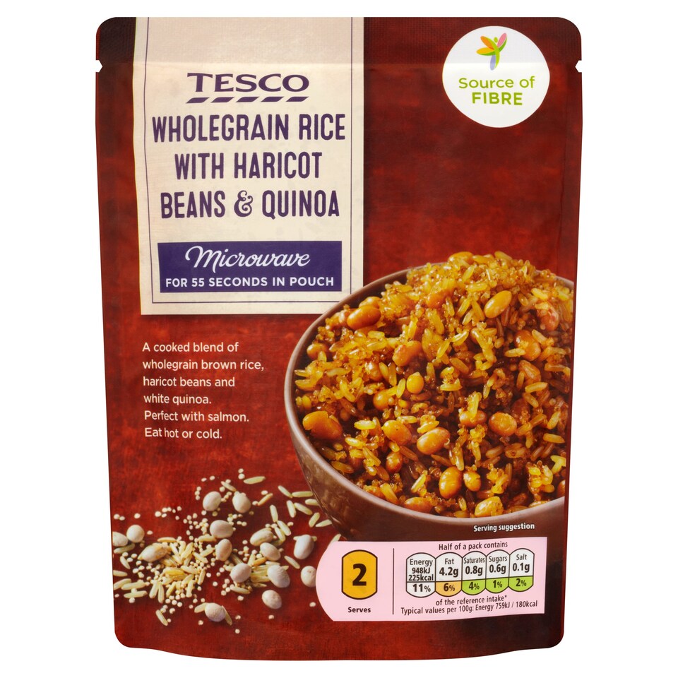Tesco Wholegrain Rice Quinoa And White Bean 250G