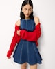 image 1 of F&F Pure Cotton Sleeveless Denim Mini Dress in Blue