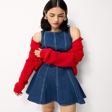 F&F Pure Cotton Sleeveless Denim Mini Dress in Blue