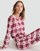 image 1 of F&F Fleece Heart Check Print Top and Trousers Pyjamas in Red