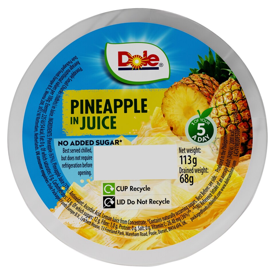 image 1 of Dole Pineapple In Juice 113G
