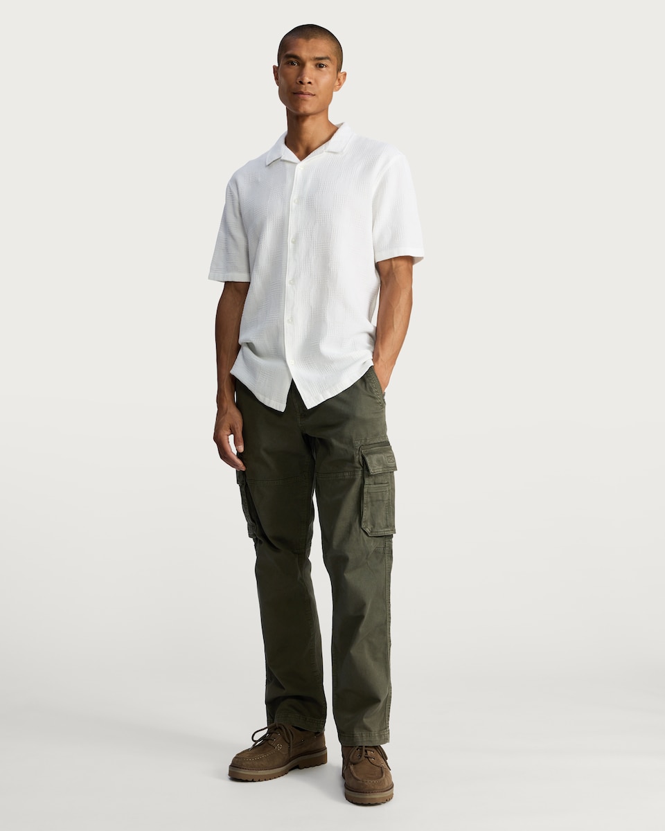 image 1 of F&F Straight Fit Cotton Rich Cargo Trousers in Khaki