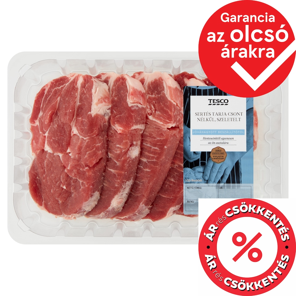Tesco szeletelt sertés tarja csont nélkül 800 g