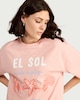 image 1 of F&F Pure Cotton Graphic Oversized T-Shirt in Coral