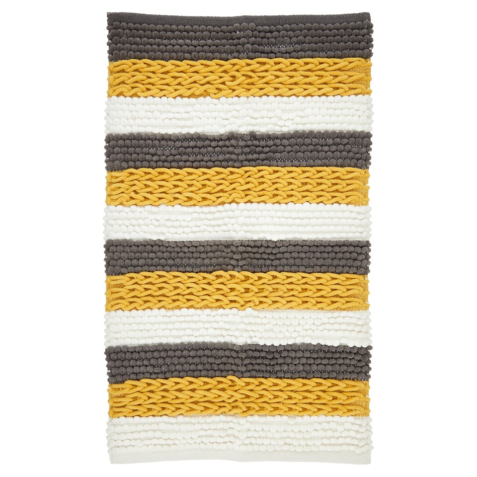 Tesco Chenille Stripe Ochre Bath Mat