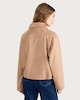 image 3 of F&F Faux Suede Zip Up Drawstring Jacket in Brown