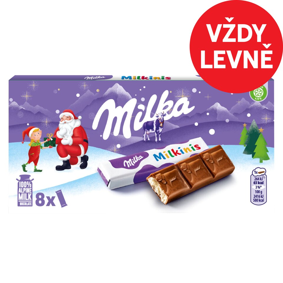 Milka tyčinky Milkinis s mléčnou náplní 87,5g