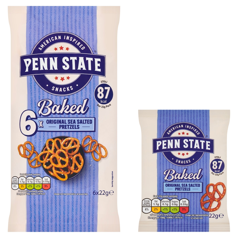 image 1 of Penn State Sea Salted Pretzels 6X22g