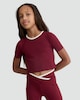 image 2 of F&F Active Girls 2-Piece T-Shirt and Flared Trousers Set in Burgundy