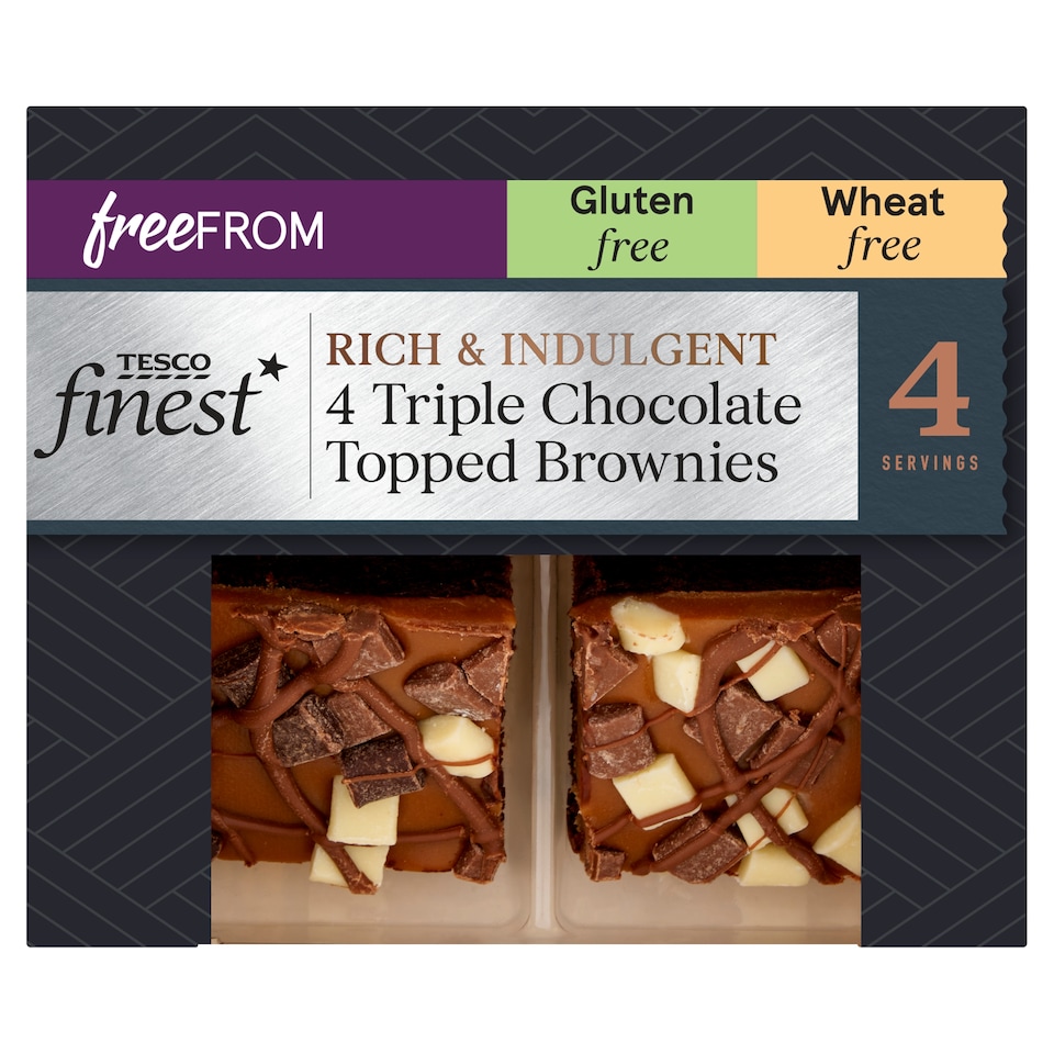 Tesco Finest Free From Triple Chocolate Topped Brownies 4 Pack