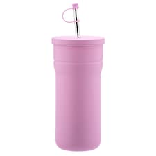 Tesco Pink Stainless Steel Straw Tumbler 850ML
