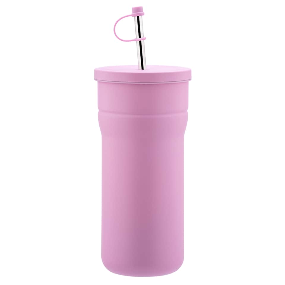 Tesco Pink Stainless Steel Straw Tumbler 850ML