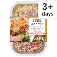 Tesco Cheese & Bacon Mini Chicken Fillets 300G