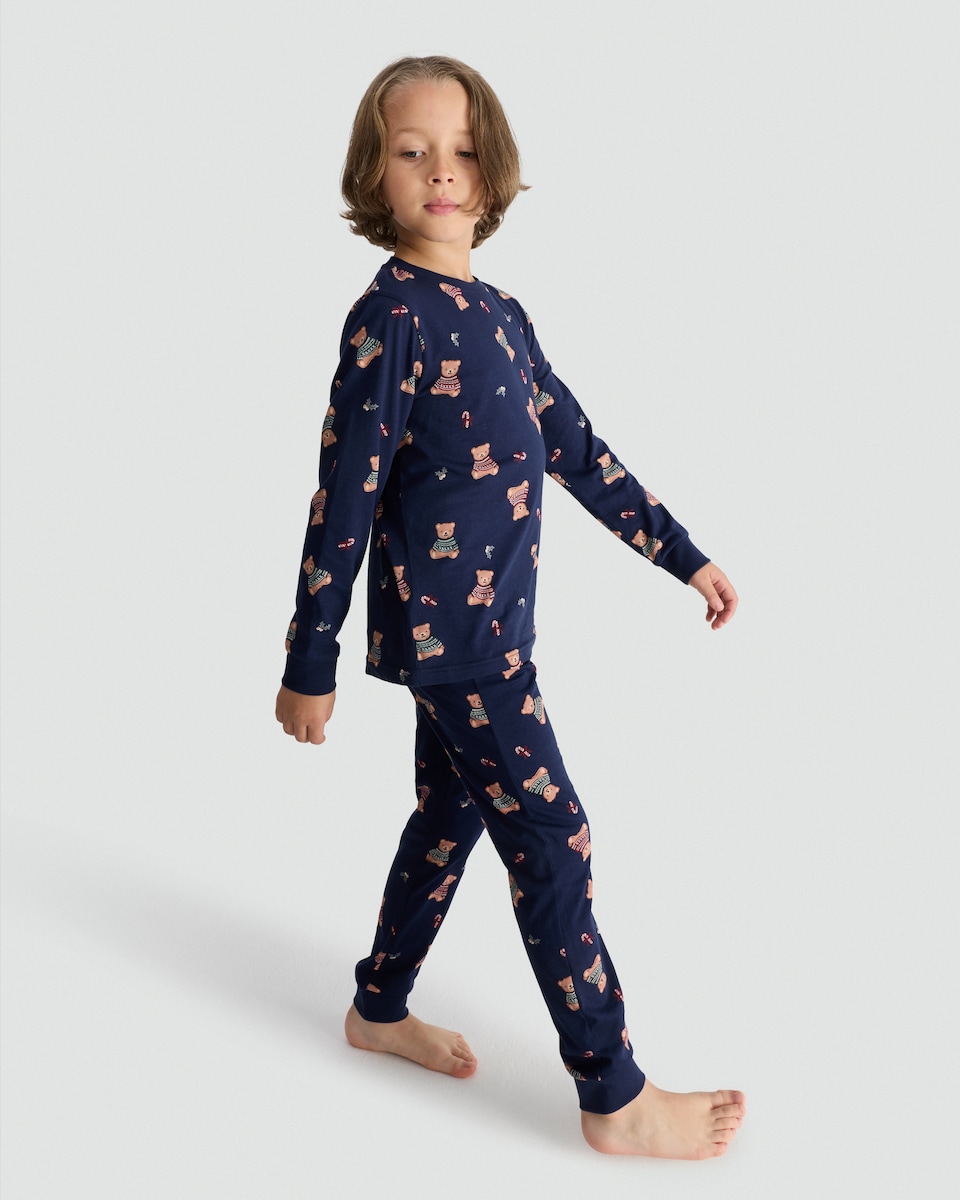image 1 of F&F Unisex Teddy Bear Print Matching Family Christmas Pyjamas in Multi