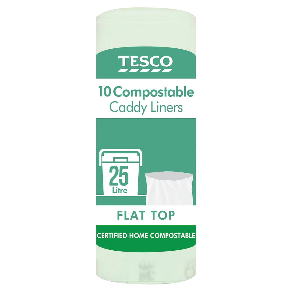 image 1 of Tesco Flat Top Compostable Caddy Liners 25 Litre 10 Pack