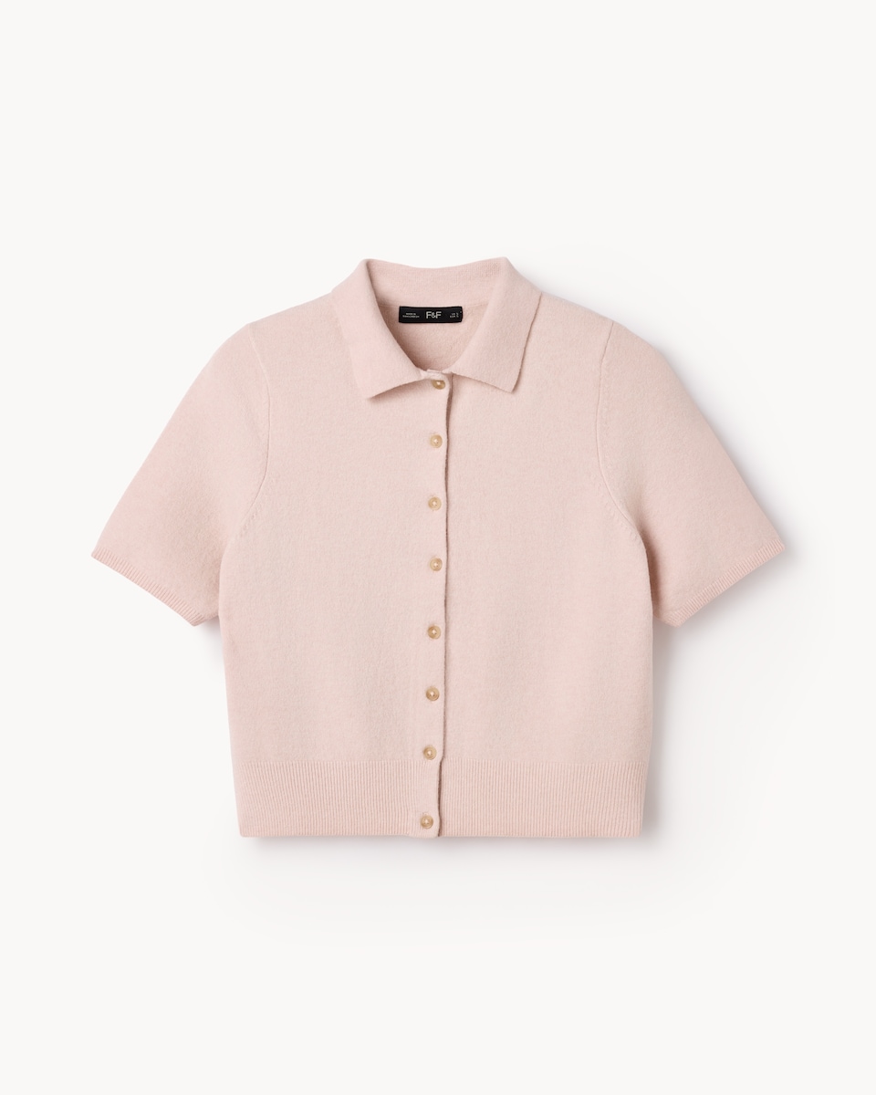 F&F Knitted Short Sleeved Cardigan in Pink