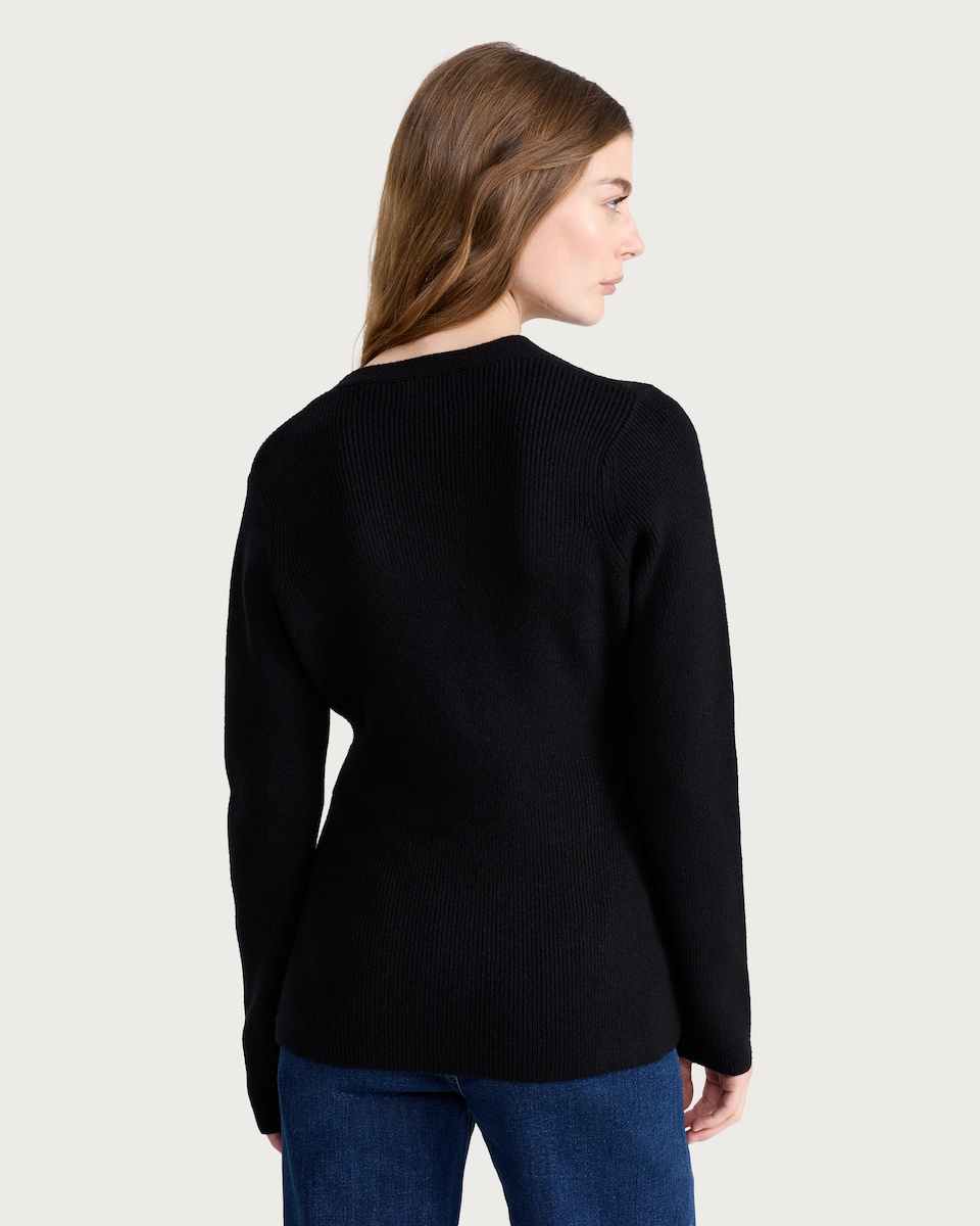 image 1 of F&F Ribbed Button Up Cardigan in Black