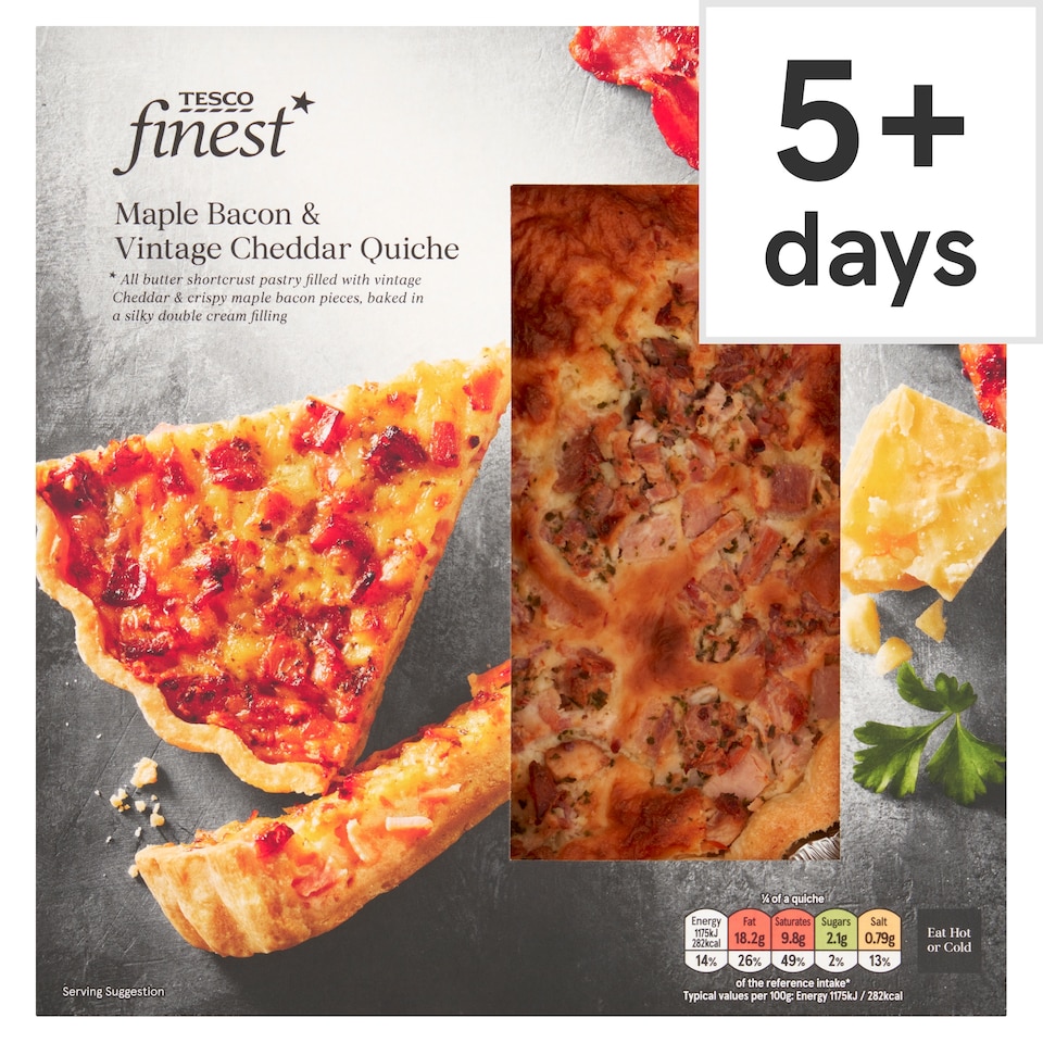 Tesco Finest Maple Bacon & Vintage Cheddar Quiche 400g