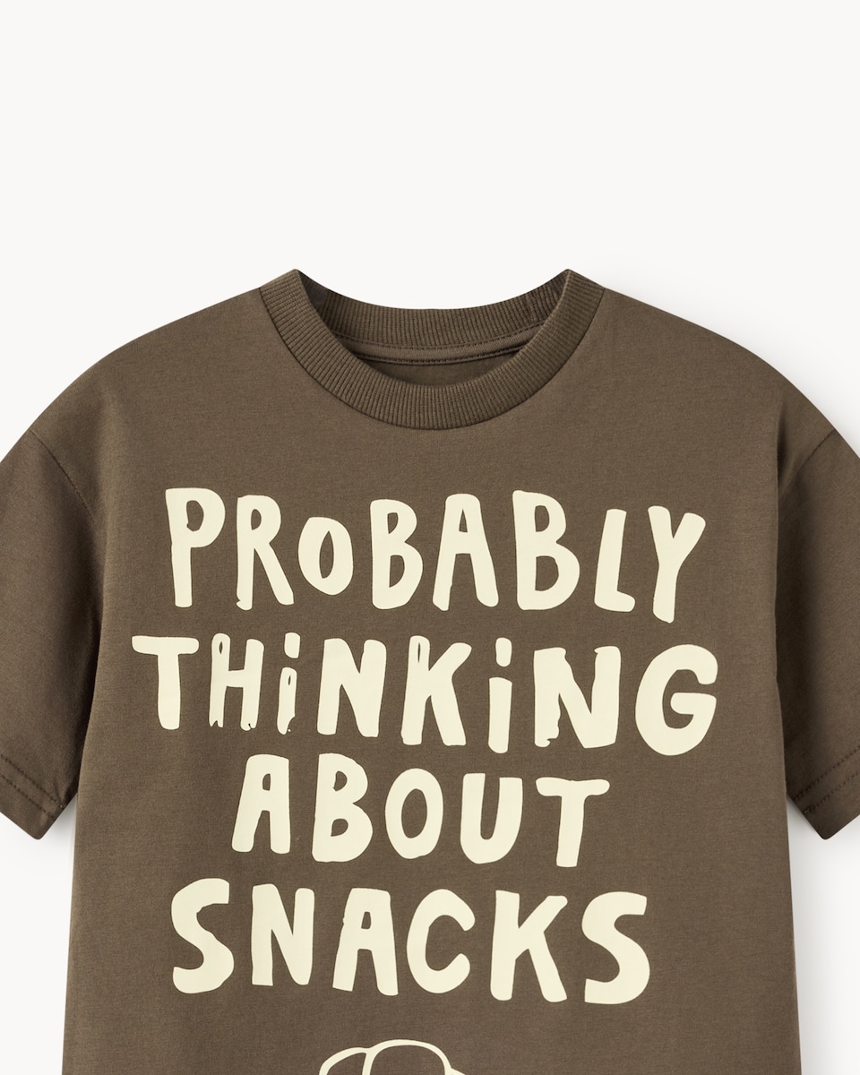 image 1 of F&F Boys Pure Cotton Food T-Shirt in Chocolate