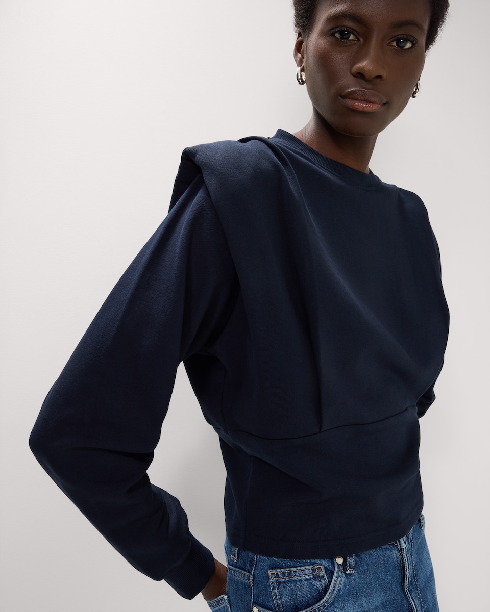 image 1 of F&F Pure Cotton Shoulder Pad Sweatshirt in Navy