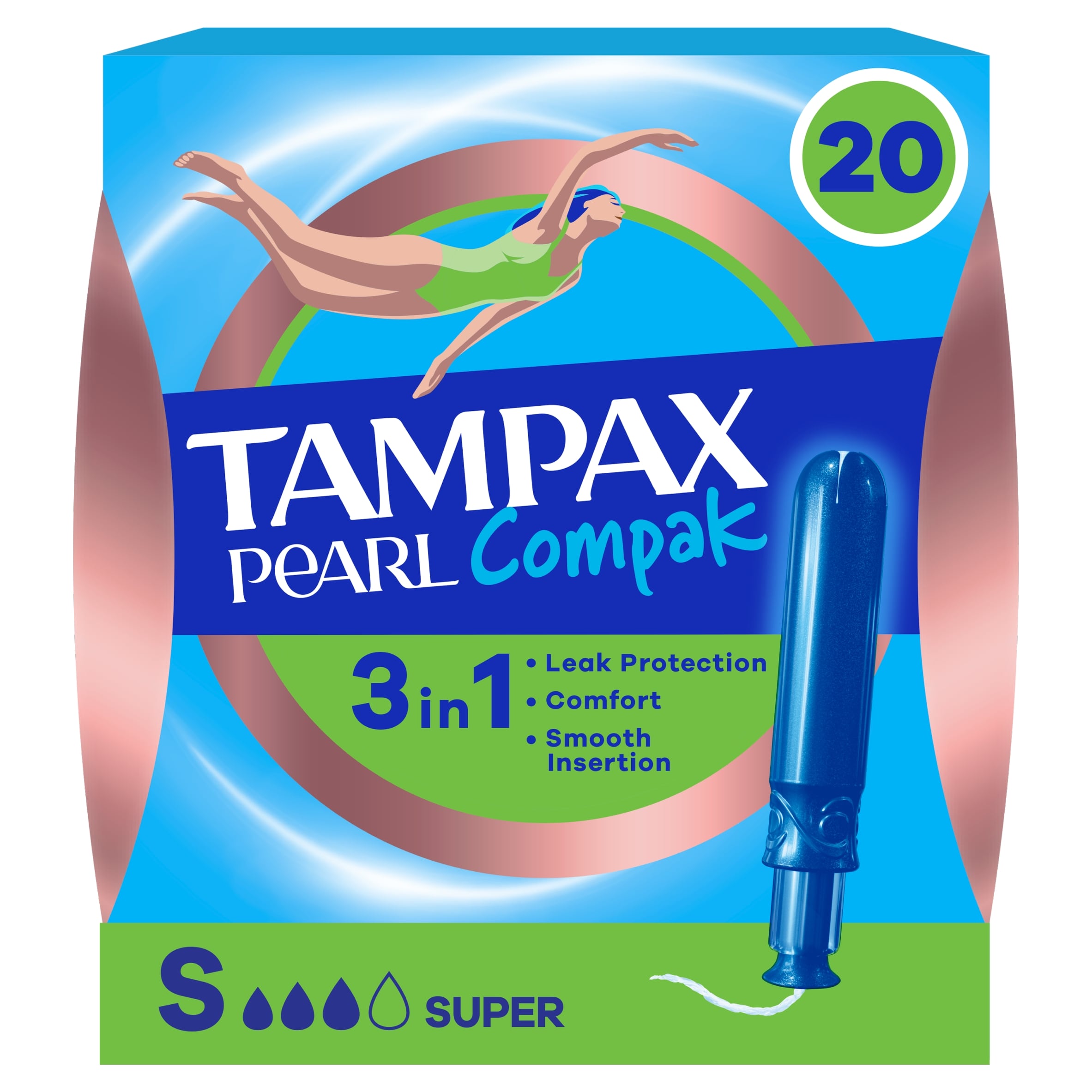 Tampax Compak Pearl Tampons Super 20CT