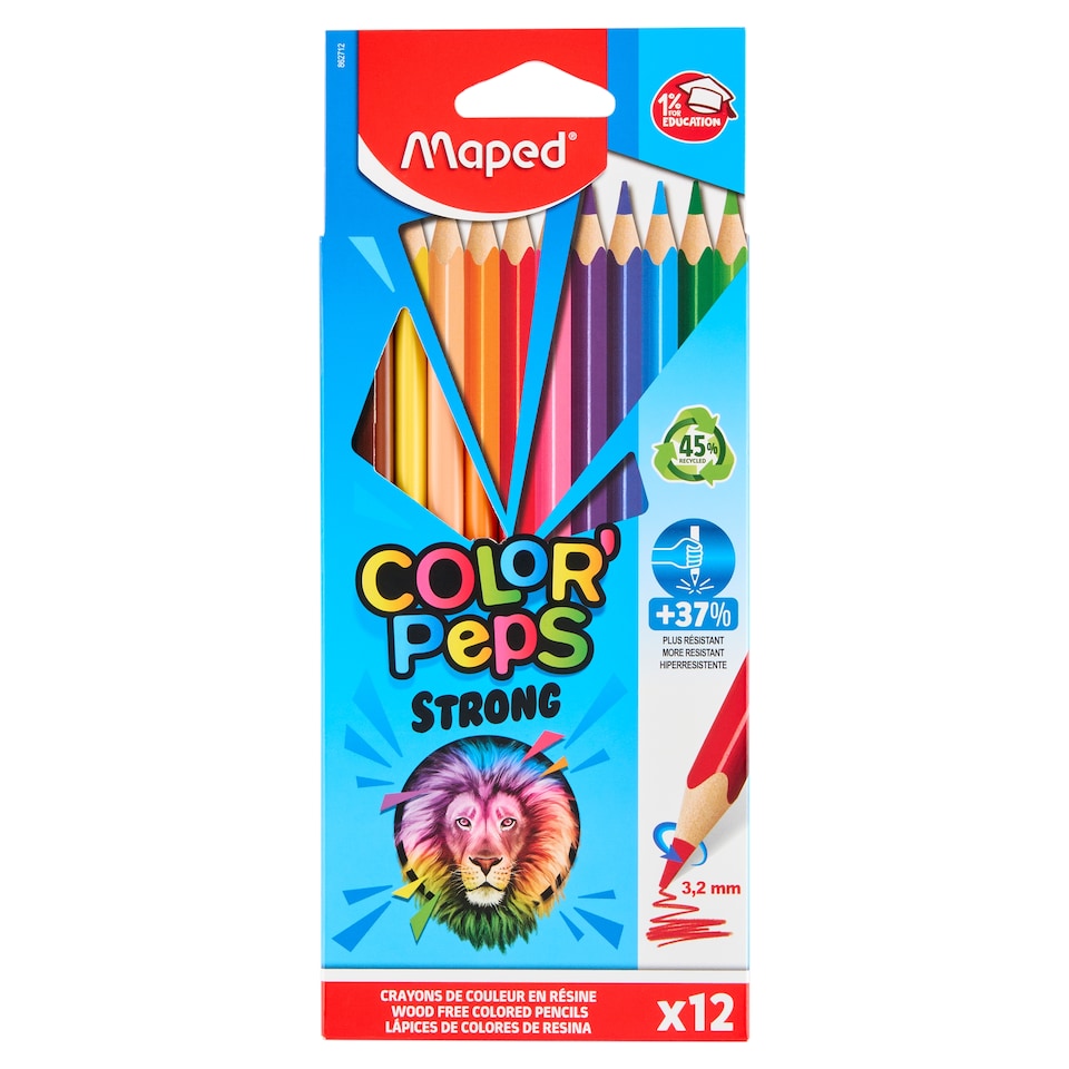 Maped Color'Peps Strong Coloured Triangular Pencil Set, Different Colours 3,2 mm 18 pcs