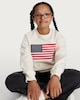 image 1 of F&F Girls Cotton Rich American Flag Sweatshirt in Cream